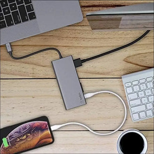 USB-C Multimedia Docking Station with Tethered USB-C Cable (USB-C Dock for Mac OS and Windows USB-C Laptops), Black, F4U092btSGY