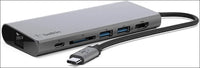 USB-C Multimedia Docking Station with Tethered USB-C Cable (USB-C Dock for Mac OS and Windows USB-C Laptops), Black, F4U092btSGY