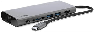 USB-C Multimedia Docking Station with Tethered USB-C Cable (USB-C Dock for Mac OS and Windows USB-C Laptops), Black, F4U092btSGY