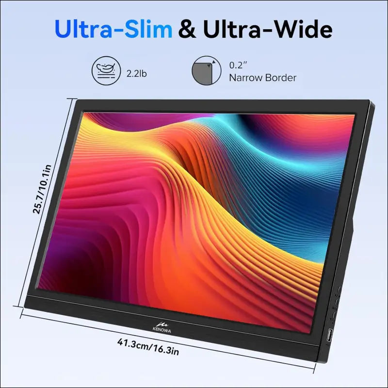 USB-C Portable Monitor - 17.3 Inch Kenowa HD 1600 * 900 Laptop Monitor with Type-C HDMI Computer Display for Win 7/8/10/11 PC Mac PS4 Xbox,Built in Speakers