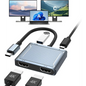 USB C to Dual HDMI Adapter, 4-in-1 USB Type C Hub with 2 HDMI/USB3.0/PD Charging, Dual Screen Display USB-C Docking Station Dual HDMI Adapter for 2 Monitors Compatible with Thunderbolt 3