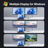 USB C to Dual HDMI Adapter, 4-in-1 USB Type C Hub with 2 HDMI/USB3.0/PD Charging, Dual Screen Display USB-C Docking Station Dual HDMI Adapter for 2 Monitors Compatible with Thunderbolt 3