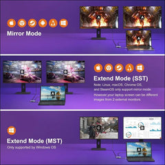 USB C to Dual HDMI Adapter 4K@30Hz,  USB C Hub with 2xHDMI, USB 3.0, 100W PD, USB-C to HDMI Splitter Extended Display for Windows(MST), macOS(Only SST), Compatible with MacBook Pro/Air, Dell XPS