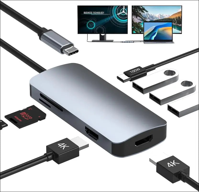 USB C to Dual HDMI Adapter, 8 in 1 USB C Docking Station Dual Monitor USB C Adapter with 2 HDMI, 3 USB 3.0, SD/TF, PD 100W, USB C Hub Dual HDMI Adapter for MacBook Pro, XPS, iPad Pro