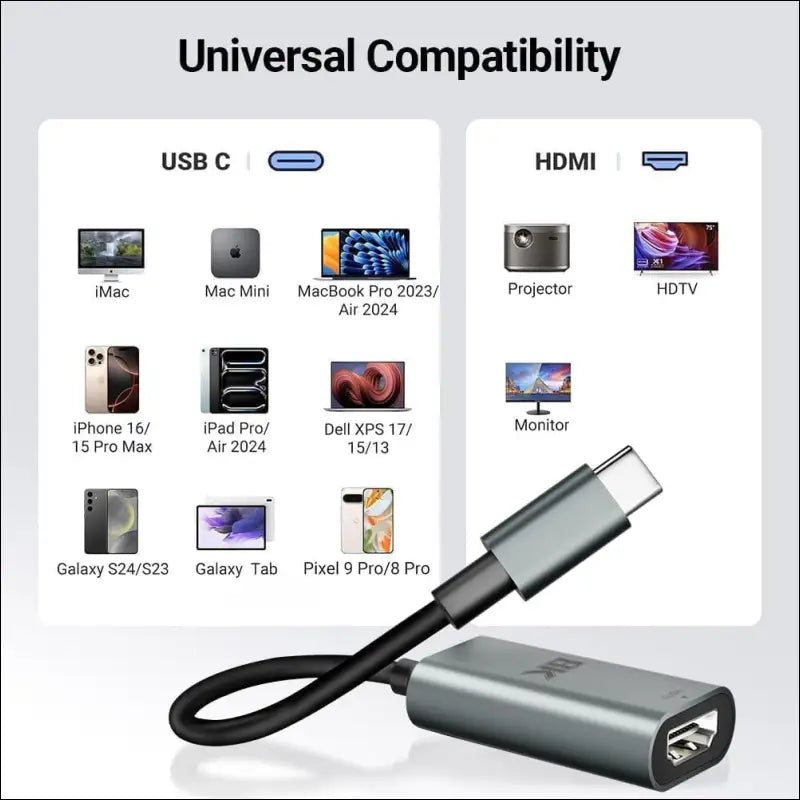 USB C to HDMI 2.1 Adapter Cable 8K@60Hz 4K@240Hz, Thunderbolt 5/4/3 to HDMI Video Converter 48Gbps, HDR, HDCP2.3, Dolby, USBC to HDMI for Iphone 16/15, Galaxy S24, Macbook Pro/Air, Ipad