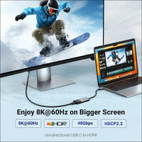 USB C to HDMI 2.1 Adapter Cable 8K@60Hz 4K@240Hz, Thunderbolt 5/4/3 to HDMI Video Converter 48Gbps, HDR, HDCP2.3, Dolby, USBC to HDMI for Iphone 16/15, Galaxy S24, Macbook Pro/Air, Ipad