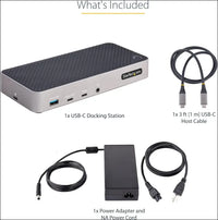 USB-C Triple Monitor Docking Station - HDMI/DP Triple 4k USB C Dock - 5X USB Hub - GbE - 100W PD - Universal Multi Monitor Docking Station - Thunderbolt 3/4 Compatible (116U-USBC-DOCK)