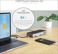 USB-C Triple Monitor Docking Station - HDMI/DP Triple 4k USB C Dock - 5X USB Hub - GbE - 100W PD - Universal Multi Monitor Docking Station - Thunderbolt 3/4 Compatible (116U-USBC-DOCK)