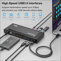 USB C Universal Docking Station with 100W Charging,  Single 5K/Dual 4K@60Hz Display USB C Dock with 2xDisplayPort 1.2, 2xHDMI 2.0, 6 USB 3.0, Gigabit Ethernet, Audio&Mic for Windows, MacOS