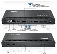 USB C Universal Docking Station with 100W Charging,  Single 5K/Dual 4K@60Hz Display USB C Dock with 2xDisplayPort 1.2, 2xHDMI 2.0, 6 USB 3.0, Gigabit Ethernet, Audio&Mic for Windows, MacOS