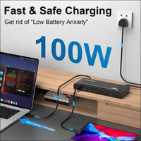 USB C Universal Docking Station with 100W Charging,  Single 5K/Dual 4K@60Hz Display USB C Dock with 2xDisplayPort 1.2, 2xHDMI 2.0, 6 USB 3.0, Gigabit Ethernet, Audio&Mic for Windows, MacOS