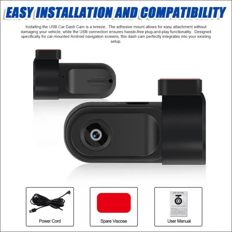 USB Car Dash Cam Car Camera Android Navigation DVR Dashboard Camera 360 Degree Rotation Car Video Recorder with ADAS Supported System 140° Wide Angle Support Night Vision Loop...