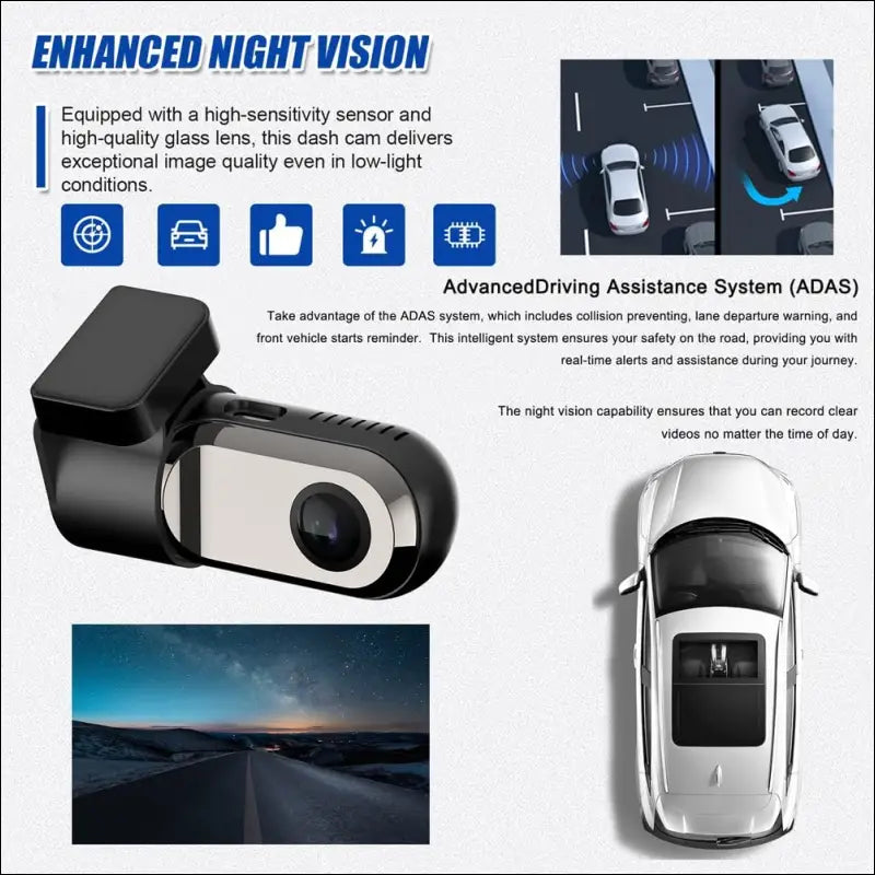 USB Car Dash Cam Car Camera Android Navigation DVR Dashboard Camera 360 Degree Rotation Car Video Recorder with ADAS Supported System 140° Wide Angle Support Night Vision Loop...