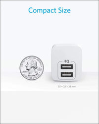 USB Charger Anker 2-Pack Dual Port 12W Wall Charger Adapter USB Charger Block with Foldable Plug Charging Box Brick