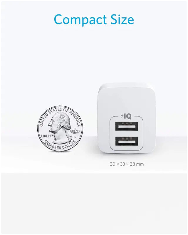 USB Charger Anker 2-Pack Dual Port 12W Wall Charger Adapter USB Charger Block with Foldable Plug Charging Box Brick