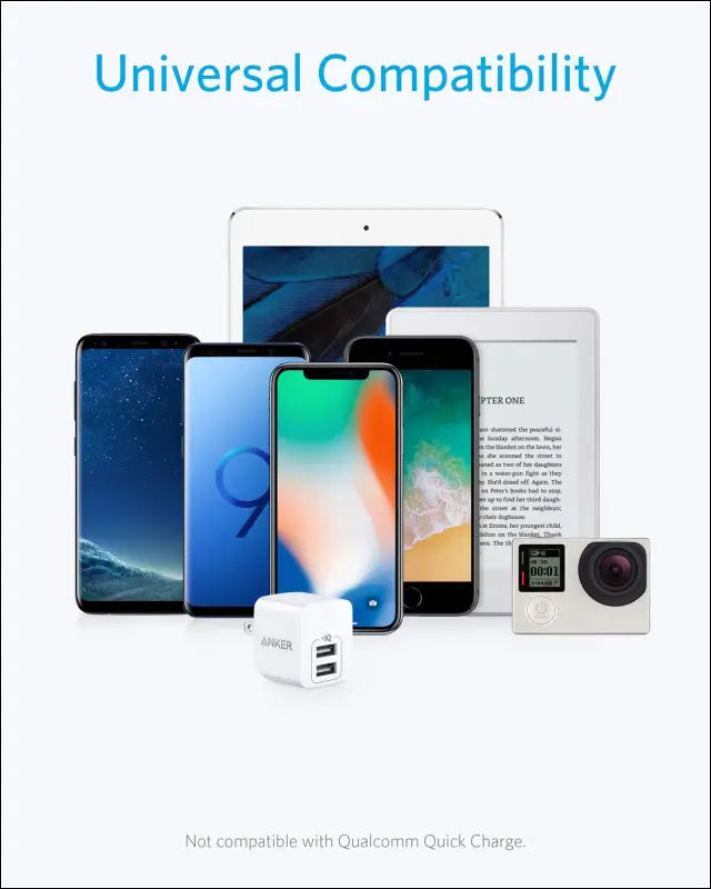 USB Charger Anker 2-Pack Dual Port 12W Wall Charger Adapter USB Charger Block with Foldable Plug Charging Box Brick