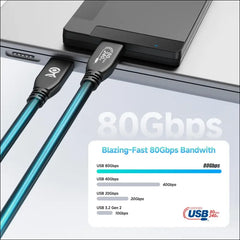 [USB-IF Certified]  80Gbps USB4 Cable - 1.2M, USB 4 Cable Supports [8K@120Hz / 4K@480Hz Video, 240W Charging, 80Gbps Data Transfer], Compatible with Thunderbolt 5/4, Macbook, Black