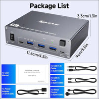 USB Type C Docking Station Dual Monitor KVM Switch 2 Monitors 2 Computers USB-C HDMI 5Gbps 4K@60Hz KVM Switch for Laptop & Desktop PC, 100W PD Charging, with Type-C 3.1 Gen2 Cable and Wired Remote