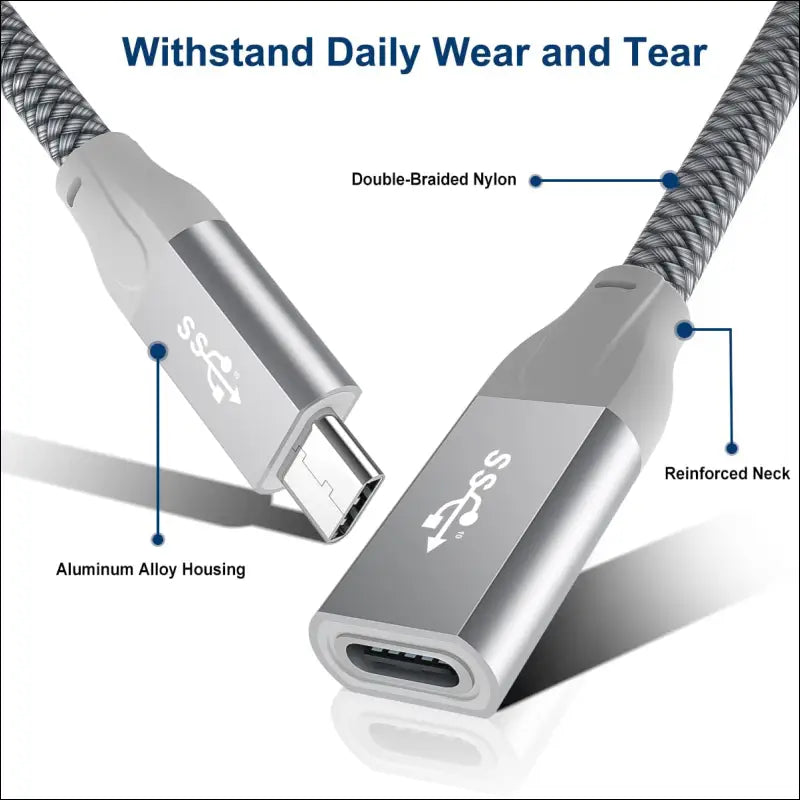 USB Type C Extension Cable 2M,USB-C 3.1 Gen2 10Gbps Female Male Extended Adapter,Thunderbolt 3 Extender Cord for Magsafe Charger,Iphone 16 15 14 13 12 Pro,Macbook,Ipad 10 Air 4 5 Mini 6
