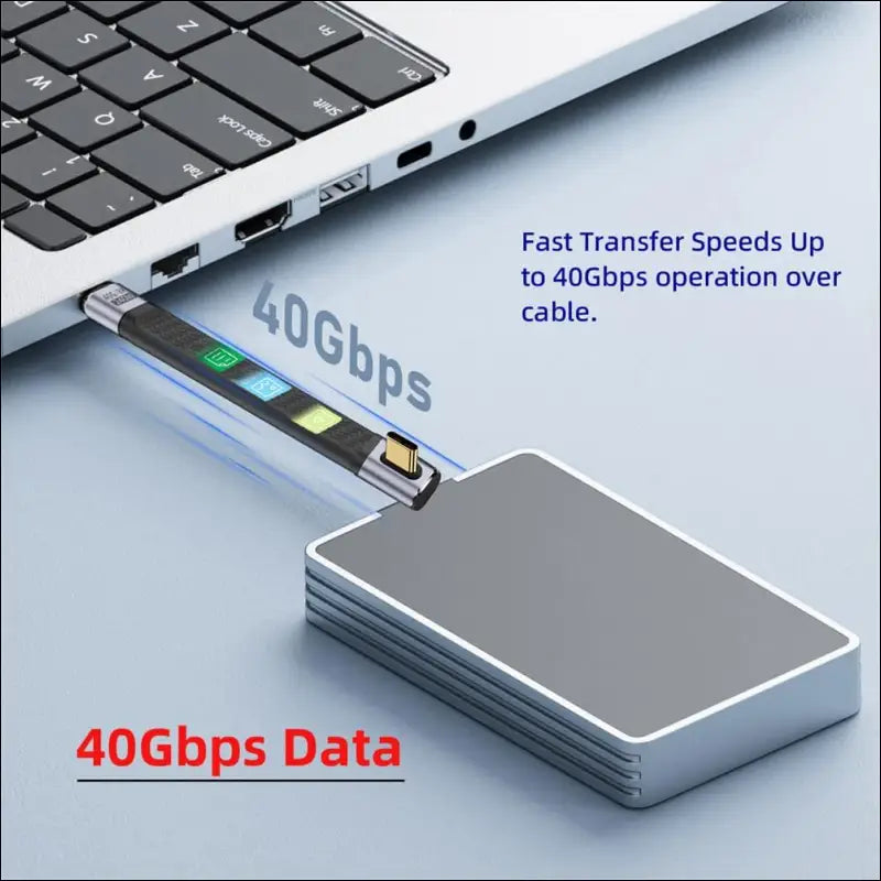 USB4 40Gbps 240W USB-C Male to Male Type-C 100W 8K Flat Slim FPC Data Low Profile Angled Cable for Laptop Phone 13Cm