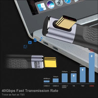 USB4 40Gbps 240W USB-C Male to Male Type-C 100W 8K Flat Slim FPC Data Low Profile Angled Cable for Laptop Phone 13Cm