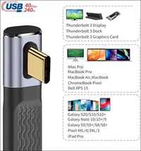 USB4 40Gbps 240W USB-C Male to Male Type-C 100W 8K Flat Slim FPC Data Low Profile Angled Cable for Laptop Phone 13Cm