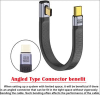 USB4 40Gbps 240W USB-C Male to Male Type-C 100W 8K Flat Slim FPC Data Low Profile Angled Cable for Laptop Phone 13Cm
