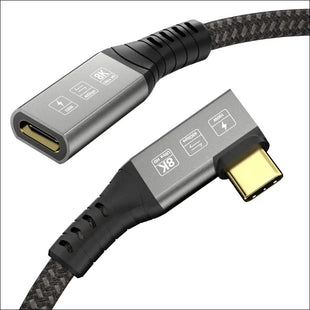 USB4 8K 0.5M Cable Thunderbolt 4 USB 4 Type-C Male Angle to Female Extension Cable Ultra HD 8K@60Hz 100W Charging 40Gbps Data Transfer Compatible with External SSD Egpu USB-C Docking