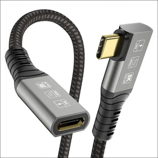 USB4 8K 0.5M Cable Thunderbolt 4 USB 4 Type-C Male Angle to Female Extension Cable Ultra HD 8K@60Hz 100W Charging 40Gbps Data Transfer Compatible