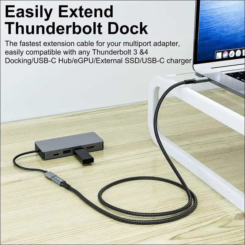USB4 8K 0.8M Cable Thunderbolt 4 Compatible USB 4 Type-C Male to Female Extension Cable Ultra HD 8K@60Hz 100W Charging 40Gbps Data Transfer Compatible with External SSD Egpu USB-C Docking