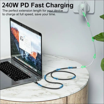 USB4 8K 0.8M Cable Thunderbolt 4 Compatible USB 4 Type-C Male to Female Extension Cable Ultra HD 8K@60Hz 100W Charging 40Gbps Data Transfer Compatible with External SSD Egpu USB-C Docking
