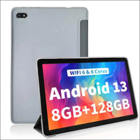 Veidoo Android 13 Tablet 10 inch, 10.1'' IPS Display, 8GB(4+4 Expand) RAM 128GB ROM(TF 512), Octa-Core Processor, WiFi 6, Tablet with 2.5D Glass Screen