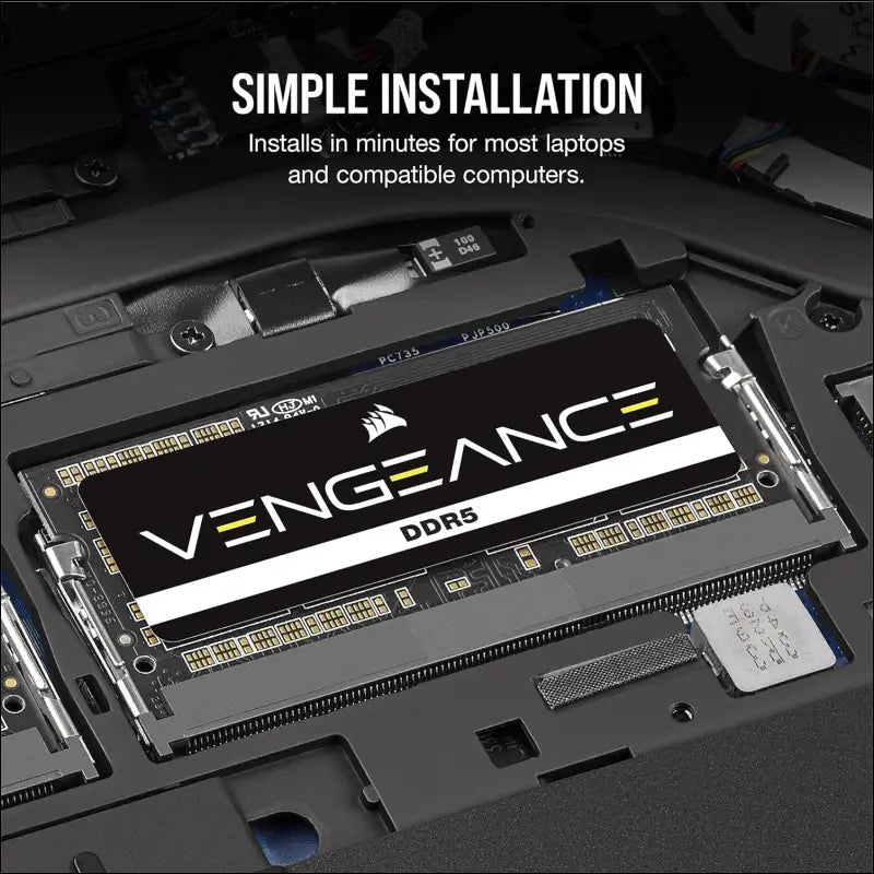Vengeance DDR5 SODIMM 32GB (2X16Gb) DDR5 4800Mhz C40 (Compatible with Nearly Any Intel and AMD System,Easy Installation,Faster Load Times,Xmp 3.0 Compatibility) Black (CMSX32GX5M2A4800C40)