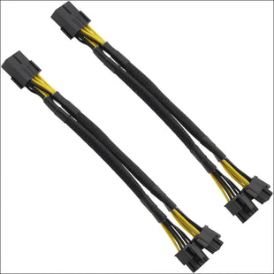 VGOL 2Pcs PCIE 8 Pins to Dual 8-Pin (6+2) PCIE Power Adapter 18AWG Line Length 22Cm Graphics Card Power Expansion Cable for GPU Connectionblack