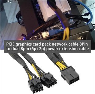 VGOL 2Pcs PCIE 8 Pins to Dual 8-Pin (6+2) PCIE Power Adapter 18AWG Line Length 22Cm Graphics Card Power Expansion Cable for GPU Connectionblack