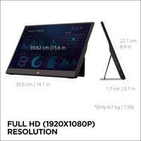 ViewSonic VA1655 15.6 Inch FHD 1080p IPS Portable Monitor with Mobile Tilt Ergonomics, 250nits, USB-C, Mini HDMI, Protective Case for PC Laptop Phone Tablet, Speaker, Lightweight