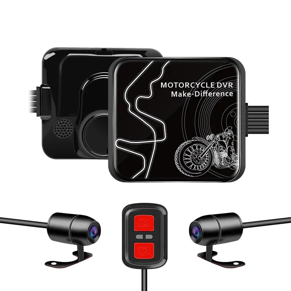 VSYSTO Motorcycle Dash Cam 1080P Dual Lens Video Camera, No Screen Motorbike Camera Front and Rear 130° Wide Angle Action Camera with WiFi Wired Control WDR Max 256GB