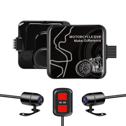 VSYSTO Motorcycle Dash Cam 1080P Dual Lens Video Camera, No Screen Motorbike Camera Front and Rear 130° Wide Angle Action Camera with WiFi Wired Control WDR Max 256GB