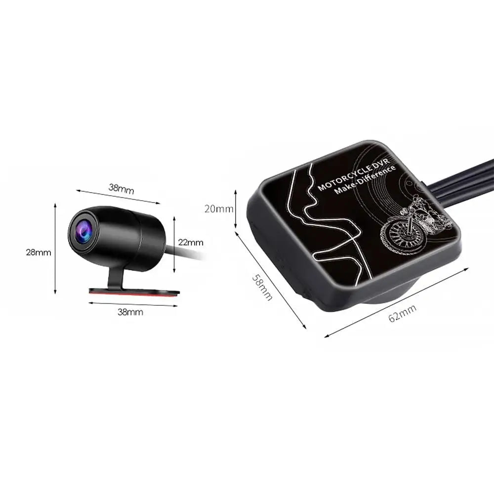 VSYSTO Motorcycle Dash Cam 1080P Dual Lens Video Camera, No Screen Motorbike Camera Front and Rear 130° Wide Angle Action Camera with WiFi Wired Control WDR Max 256GB