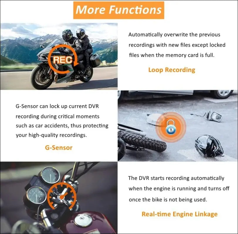 VSYSTO Motorcycle Dash Cam 1080P Dual Lens Video Camera, No Screen Motorbike Camera Front and Rear 130° Wide Angle Action Camera with WiFi Wired Control WDR Max 256GB