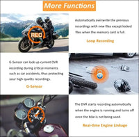 VSYSTO Motorcycle Dash Cam 1080P Dual Lens Video Camera, No Screen Motorbike Camera Front and Rear 130° Wide Angle Action Camera with WiFi Wired Control WDR Max 256GB
