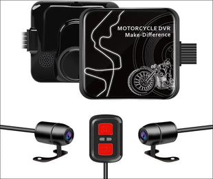 VSYSTO Motorcycle Dash Cam 1080P Dual Lens Video Camera, No Screen Motorbike Camera Front and Rear 130° Wide Angle Action Camera with WiFi Wired