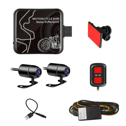 VSYSTO Motorcycle Dash Cam 1080P Dual Lens Video Camera, No Screen Motorbike Camera Front and Rear 130° Wide Angle Action Camera with WiFi Wired Control WDR Max 256GB