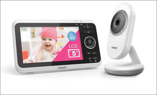 VTech Baby Monitor VM350 - Video Baby Monitor with Moving Camera 720p - Clear Sound, LCD Colour Screen and Night Vision Function - with Intercom,