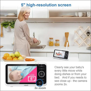 VTech Baby Monitor VM350 - Video Baby Monitor with Moving Camera 720p - Clear Sound, LCD Colour Screen and Night Vision Function - with Intercom, Lullabies and Sounds