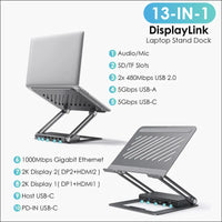 WAVLINK Laptop Docking Station Stand Dual Monitors 2K Laptop Stand with USB Ports for MacBook with PD100W HDMI DP