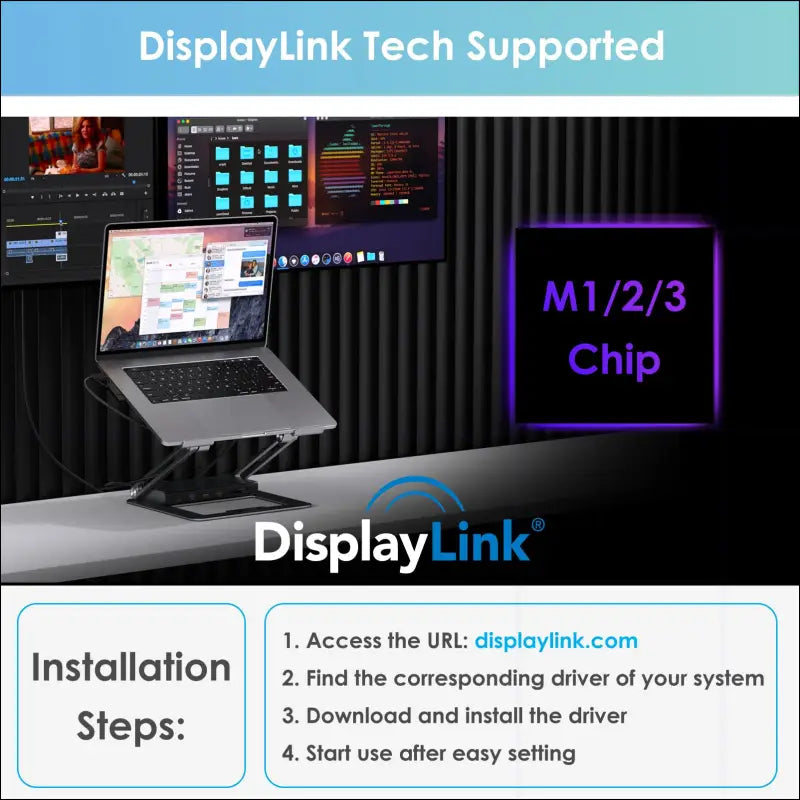 WAVLINK Laptop Docking Station Stand Dual Monitors 2K Laptop Stand with USB Ports for MacBook with PD100W HDMI DP