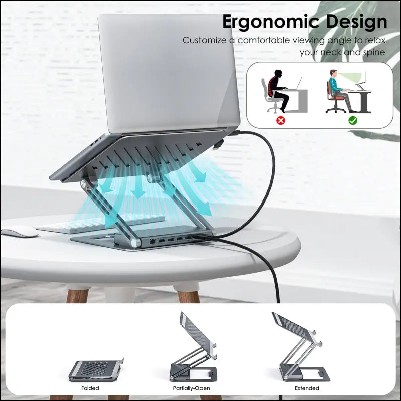 WAVLINK Laptop Docking Station Stand Dual Monitors 2K Laptop Stand with USB Ports for MacBook with PD100W HDMI DP