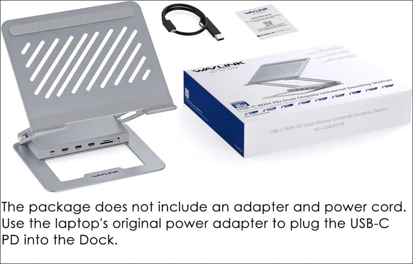 WAVLINK Laptop Docking Station Stand Dual Monitors 2K Laptop Stand with USB Ports for MacBook with PD100W HDMI DP