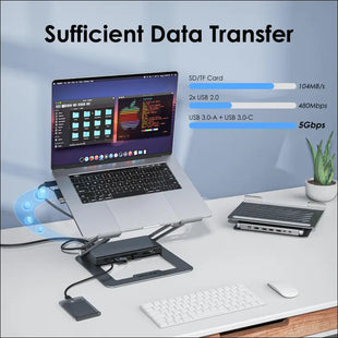 WAVLINK Laptop Docking Station Stand Dual Monitors 2K Laptop Stand with USB Ports for MacBook with PD100W HDMI DP
